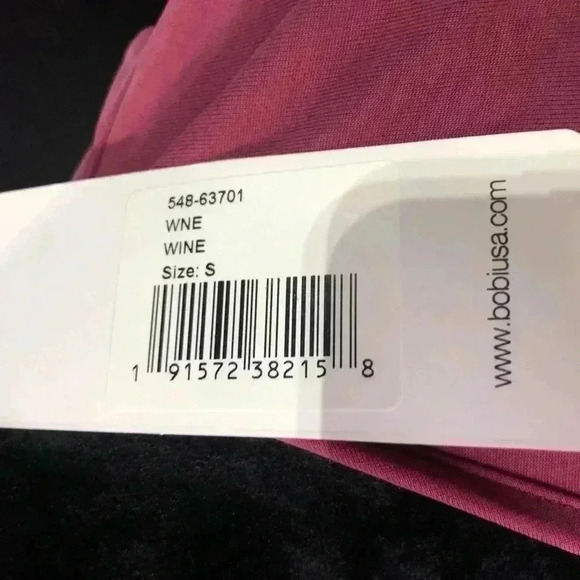 BOBI Cross Front Long Sleeve V-neck, Ruffle hemline Top/Blouse - wine - S - Picture 8 of 8